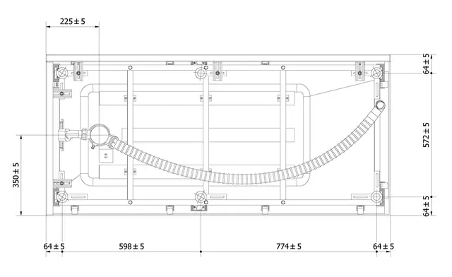 Badekar KVADRAT 160 160x70x62cm hvit 