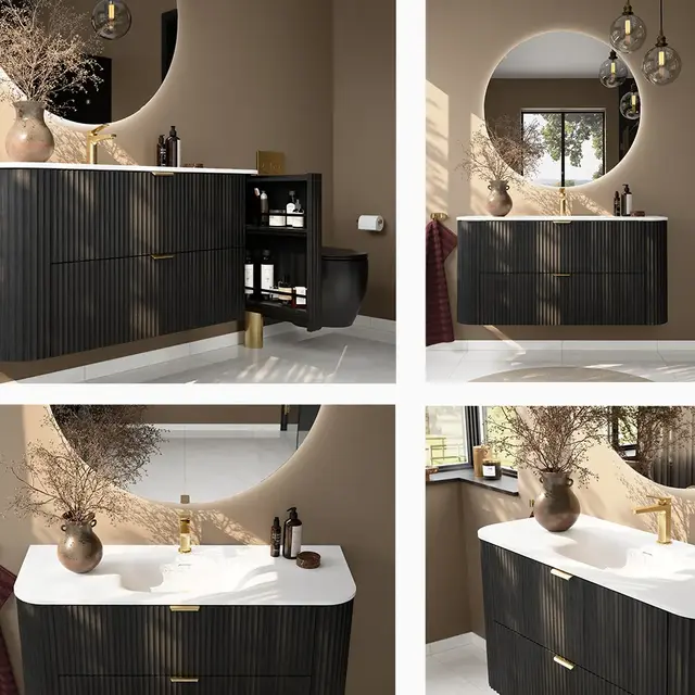 Servantskap buet MIE 150 150x46x57cm bølge valnøtt finér 