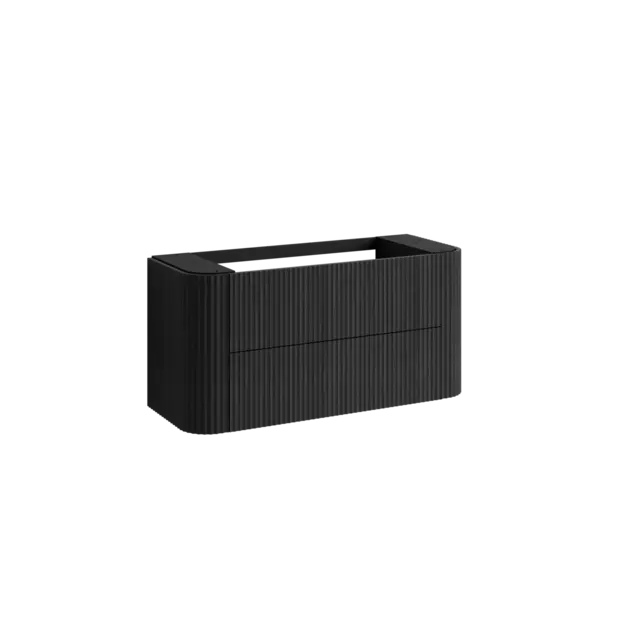 Servantskap buet MIE 120 120x46x57cm bølge sort eik finér 