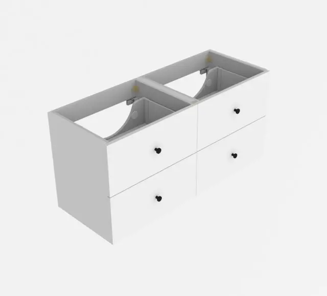 Servantskap slett MIE 160dbl 160x46x57cm hvit matt lakk 