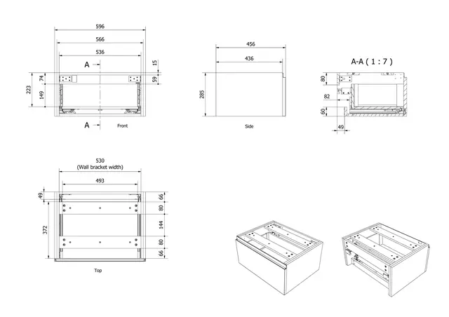 Sideskap fingergrep MIE DEMI 60 60x46x29cm sort eik 