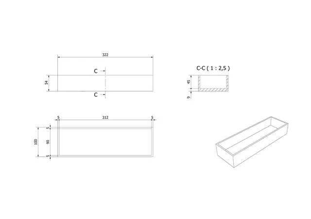 MIE skuffeinnredning side 100mm Valnøtt 