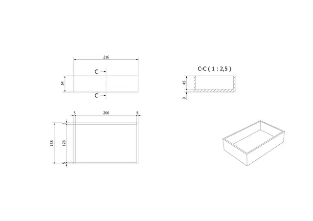 MIE skuffeinnredning utsparing 138mm Valnøtt 