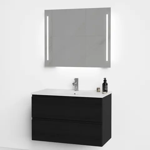 Servantskap fingergrep MIE 80 80x46x57cm sort eik pvc