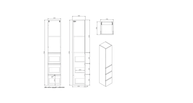 Høyskap trend MIE 176 3S 176x35x35cm major brown lakk 