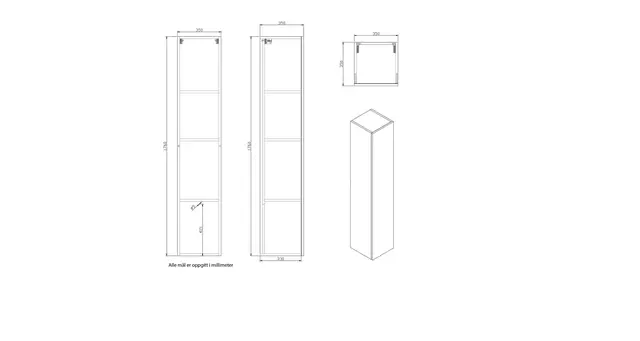 Høyskap trend MIE 176 176x35x35cm major brown lakk 