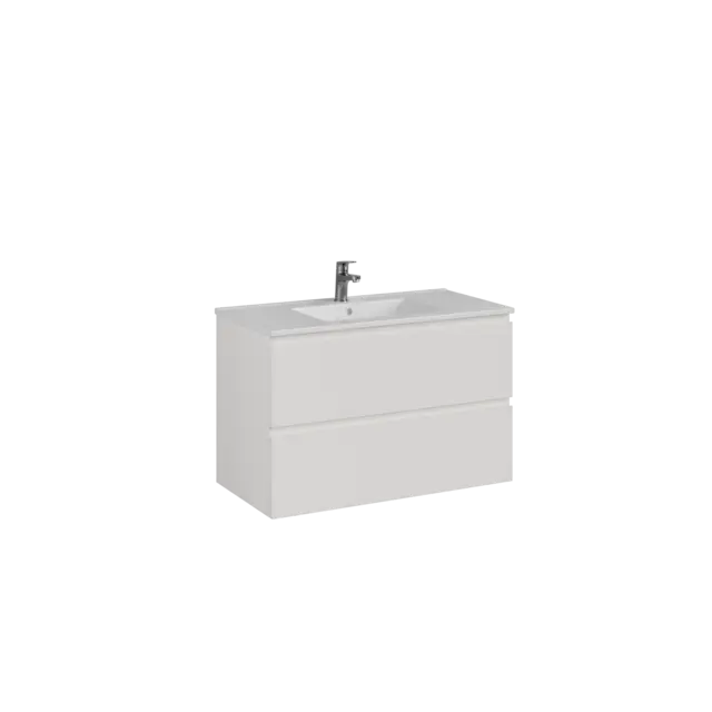 Servantskap ELI 80 med BEA servant 80x46x57cm hvit melamin hvit porselen 