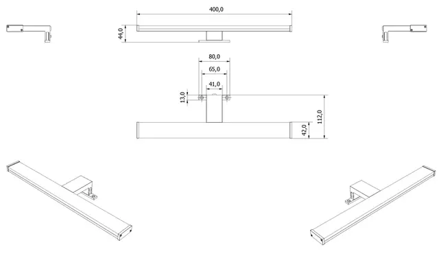 LED-lampe SOL 40x11cm led-lys sort matt 