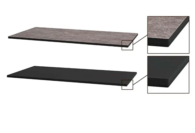 Benkeplate tosidig HPL 180 180x46cm grå og sort 