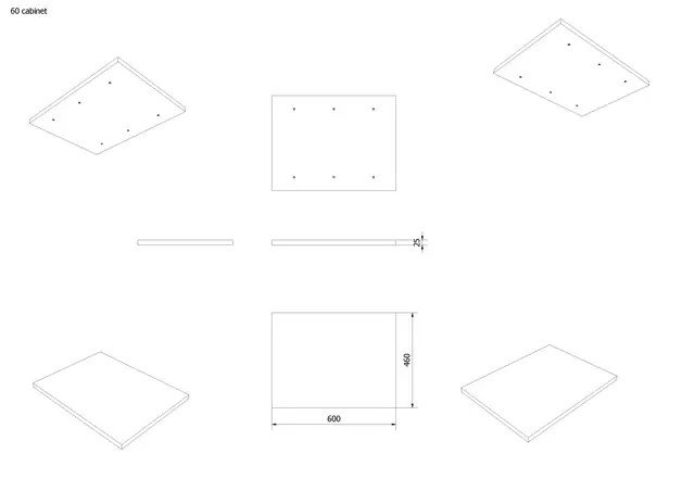 Benkeplate MDF 60 60x46cm lys eik pvc 