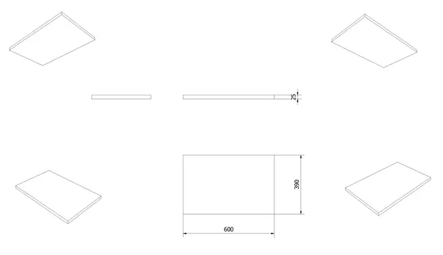 Benkeplate MDF 60 slim 60x39cm hvit matt pvc 