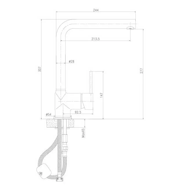 Kjøkkenbatteri uttrekk MIRI krom uttrekkbar tut 