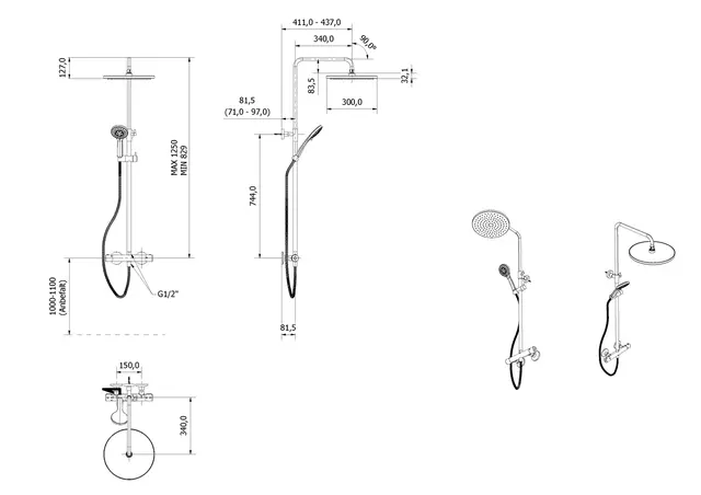 Rainshower rund VILDE krom 