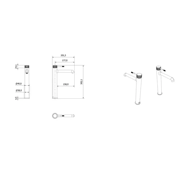 Servantbatteri EIRIL høyt børstet roségull 