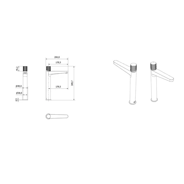 Servantbatteri EVIN høyt sort matt 