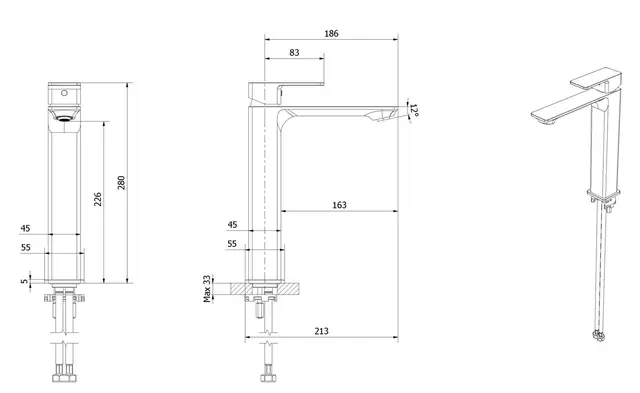 Servantbatteri ASK høyt gull 