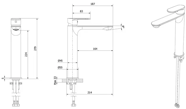 Servantbatteri EMBLA høyt gull 