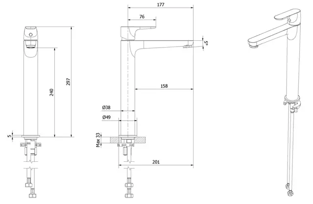 Servantbatteri FRYD høyt gull 