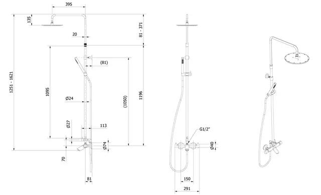 Rainshower rund badekar SKAGE II krom 