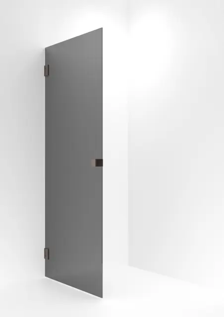 Dusjdør rett EMIL 90 90x200 cm sotet glass børstet rosègull 