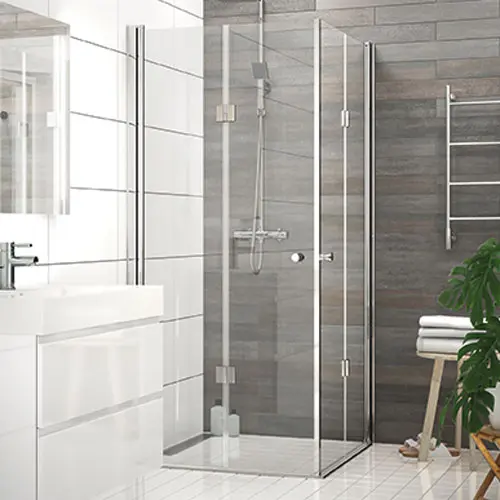 Dusjhjørne leddet MATS 70x70 70x70x195cm sølv/klar 