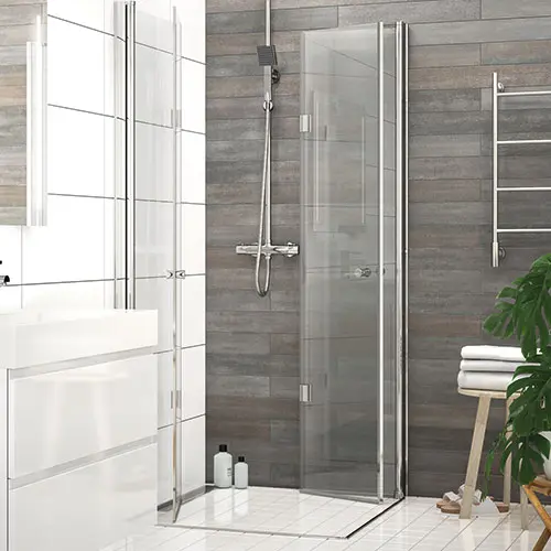 Dusjhjørne leddet MATS 70x70 70x70x195cm sølv/klar 