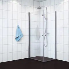 Dusjhjørne rett MATS 80x100 80x100x195cm sølv/klar