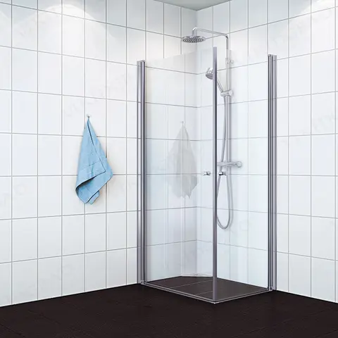Dusjhjørne rett MATS 90x100 90x100x195cm sølv/klar