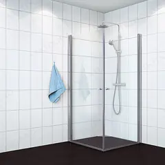 Dusjhjørne rett MATS 70x70 70x70x195cm sølv/klar