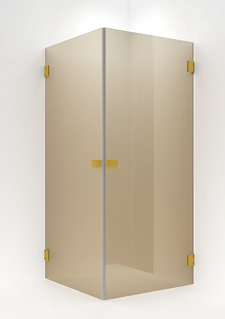 Dusjhjørne rett EMIL 90x100 90x100x200cm bronse glass, gull 