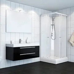 Dusjkabinett KIEV standard 80x80 lav 80x80x190cm hvit/hvit