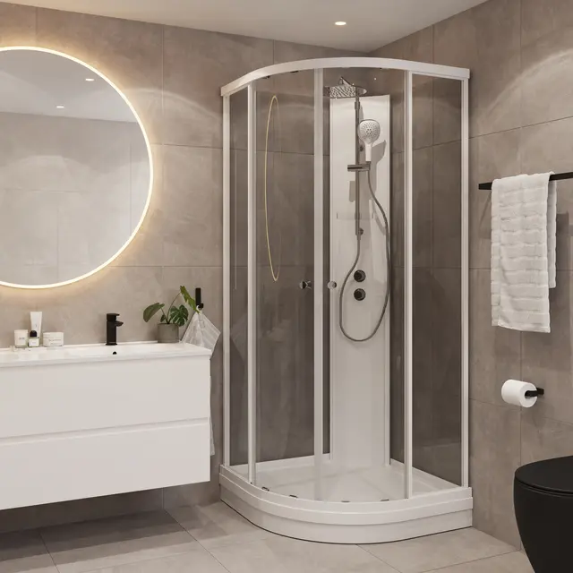 Dusjkabinett SOFIA pluss 90x90 90x90x210cm hvit/klar støpemarmor 