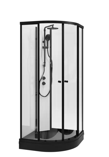 Dusjkabinett SOFIA pluss 100x100 100x100x210cm hvit søyle sort/klar 