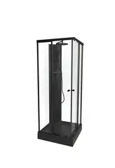 Dusjkabinett SOFIA rett pluss 90x90 90x90x210cm sort søyle sort/klar