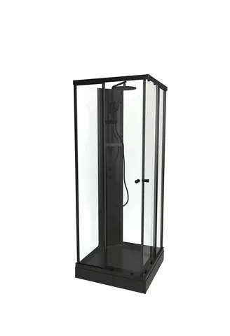 Dusjkabinett SOFIA rett pluss 90x90 90x90x210cm sort søyle sort/klar