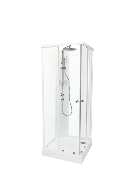 Dusjkabinett SOFIA rett pluss 80x80 80x80x210cm hvit/klar 