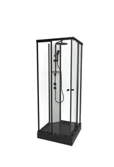 Dusjkabinett SOFIA rett pluss 90x90 90x90x210cm hvit søyle sort/klar