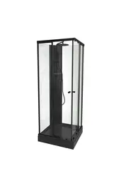 Dusjkabinett SOFIA rett pluss 90x90 90x90x210cm sort søyle sort/hvit