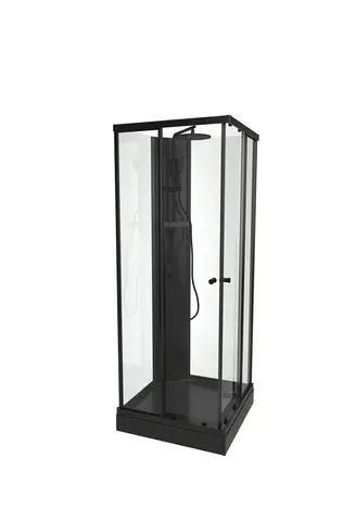 Dusjkabinett SOFIA rett pluss 90x90 90x90x210cm sort søyle sort/hvit