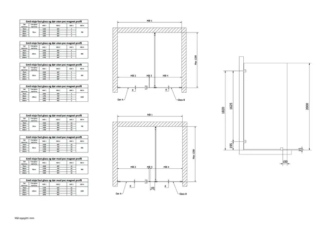 Glassfelt EMIL 90 90x200cm bronse glass børstet grå 