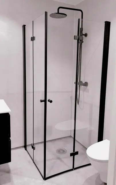 Dusjhjørne leddet LIAM 80x100 V 80x100x195cm venstre sort matt/klar 