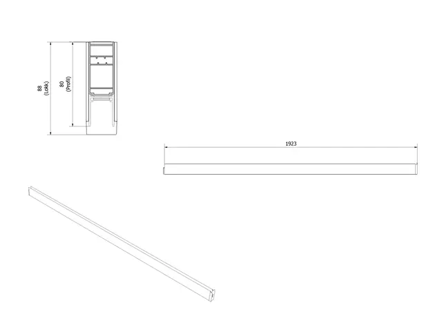 Utfellingsprofil glassfelt LIAM +50mm 193cm sort matt 