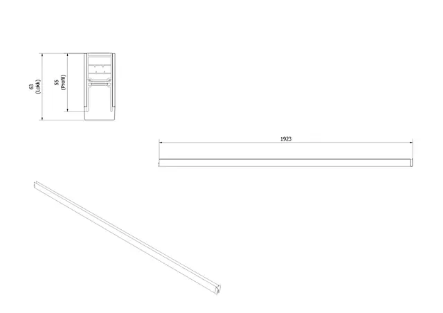 Utfellingsprofil glassfelt LIAM +25mm 193cm sølv 