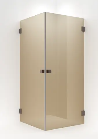 Dusjhjørne rett EMIL 90x90 90x90x200cm bronse glass børst.rosègull