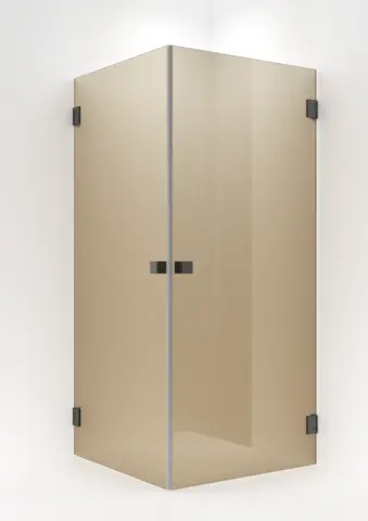 Dusjhjørne rett EMIL 90x90 90x90x200cm bronse glass børstet grå