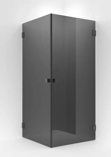 Dusjhjørne rett EMIL 90x100 90x100x200cm sotet glass børstet grå 