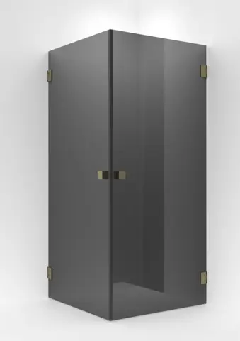 Dusjhjørne rett EMIL 90x90 90x90x200cm sotet glass børstet messing