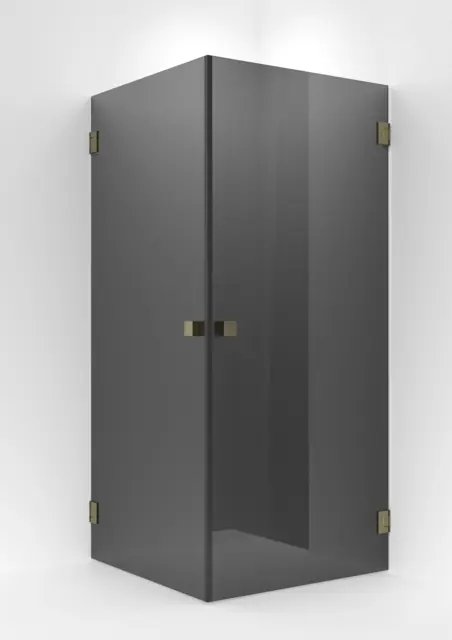 Dusjhjørne rett EMIL 90x90 90x90x200cm sotet glass børstet messing 