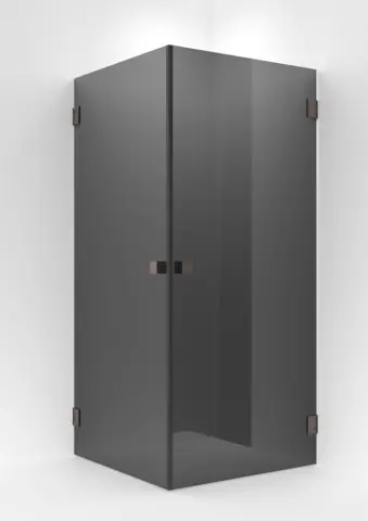 Dusjhjørne rett EMIL 90x90 90x90x200cm sotet glass børstet rosègull