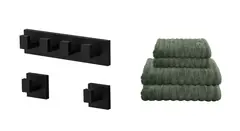 Knaggpakke stor - Luna rett m/håndklær Sort matt (se info)